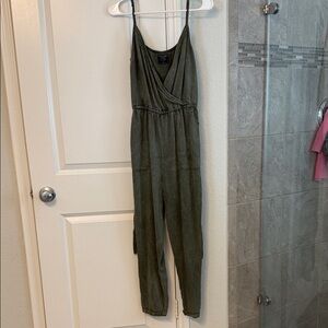 Abercrombie & Fitch Olive Green Sleeveless Utility Jumpsuit